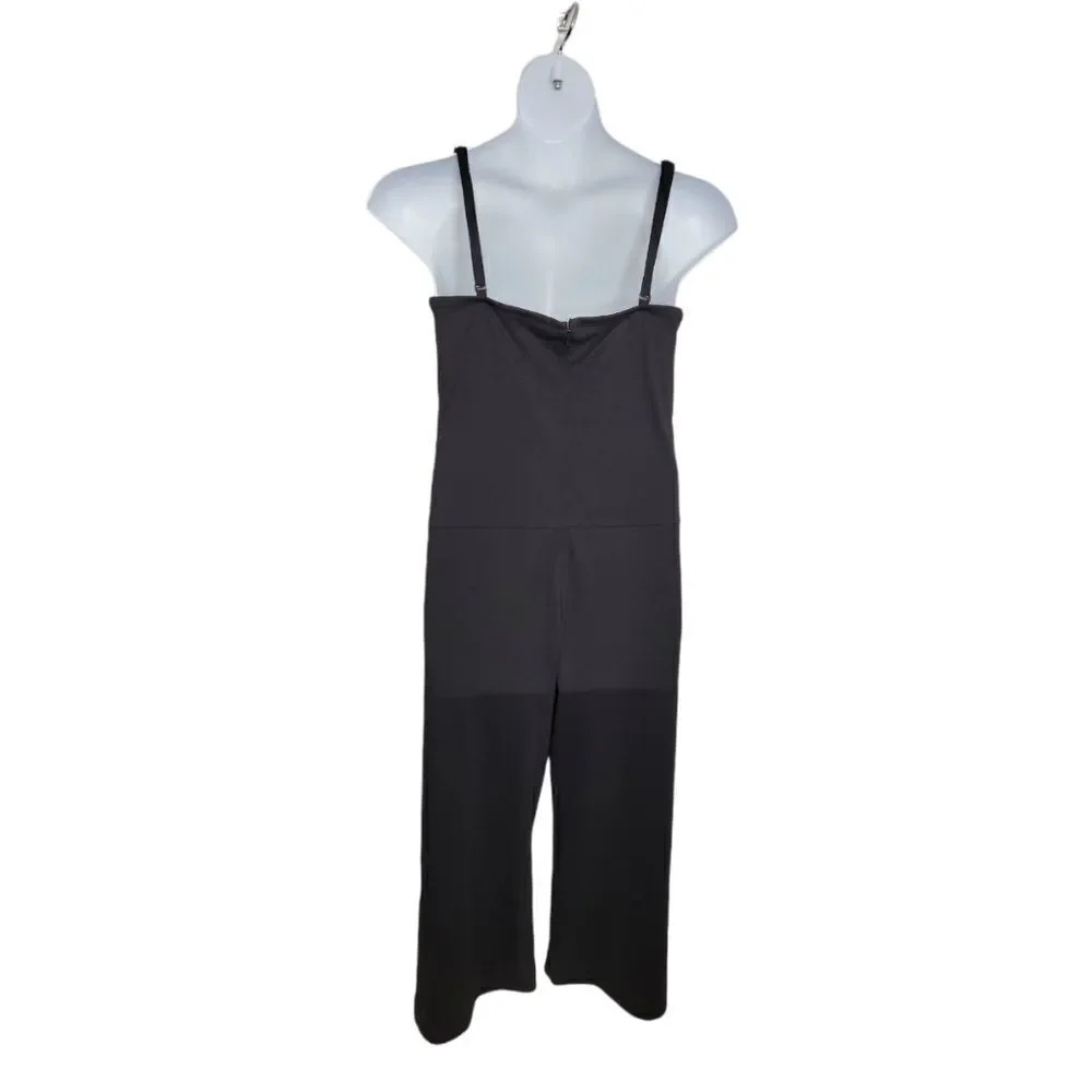 VINTAGE 90s black jumpsuit tank top wide‎ leg crop adjustable straps L